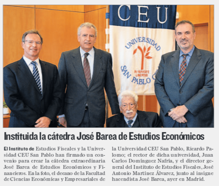 Ricardo Palomo codirigirá la Cátedra José Barea del IEF del Ministerio de Hacienda